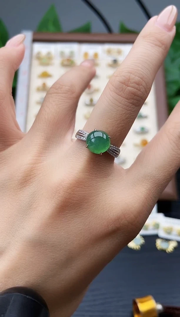 银S925镶嵌戒指翡翠12