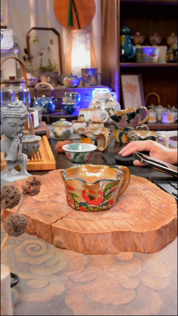 碗牵牛花景德镇陶泥手绘