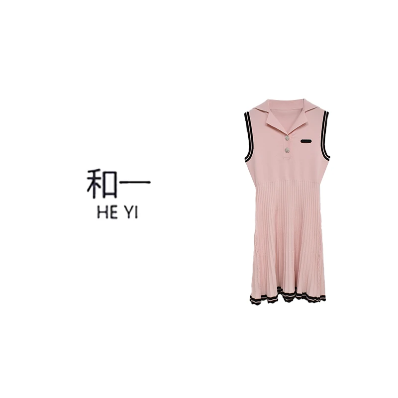 HY 无袖短裙粉色百搭气质连衣裙时尚女士-00296