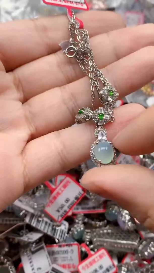 银S925镶嵌戒指翡翠天然A货缅甸翡翠