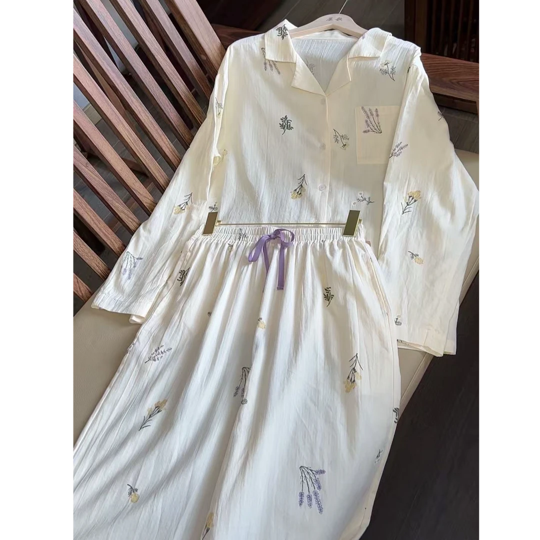 【原歌】全棉夏季薄款清雅小花睡衣套装家居服YG26281