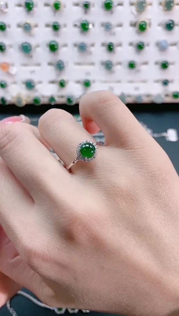 【闪购商品】翡翠戒指银S925镶嵌天然翡翠