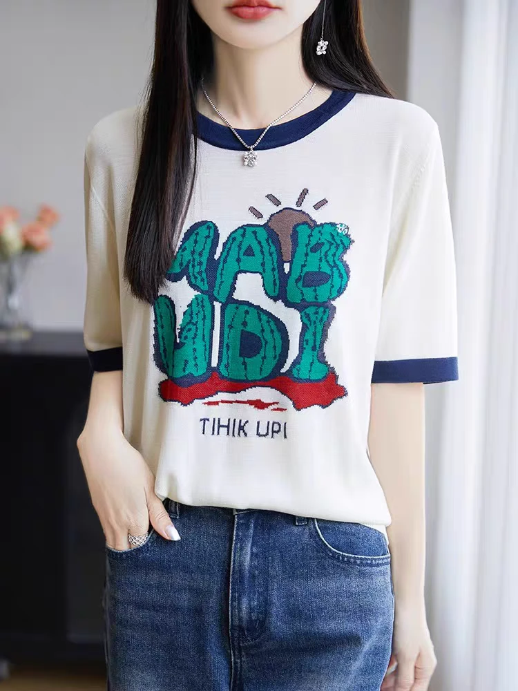 /仙人掌/ tt小飞袖时尚宽松针织女装上衣纯色夏季短袖女士