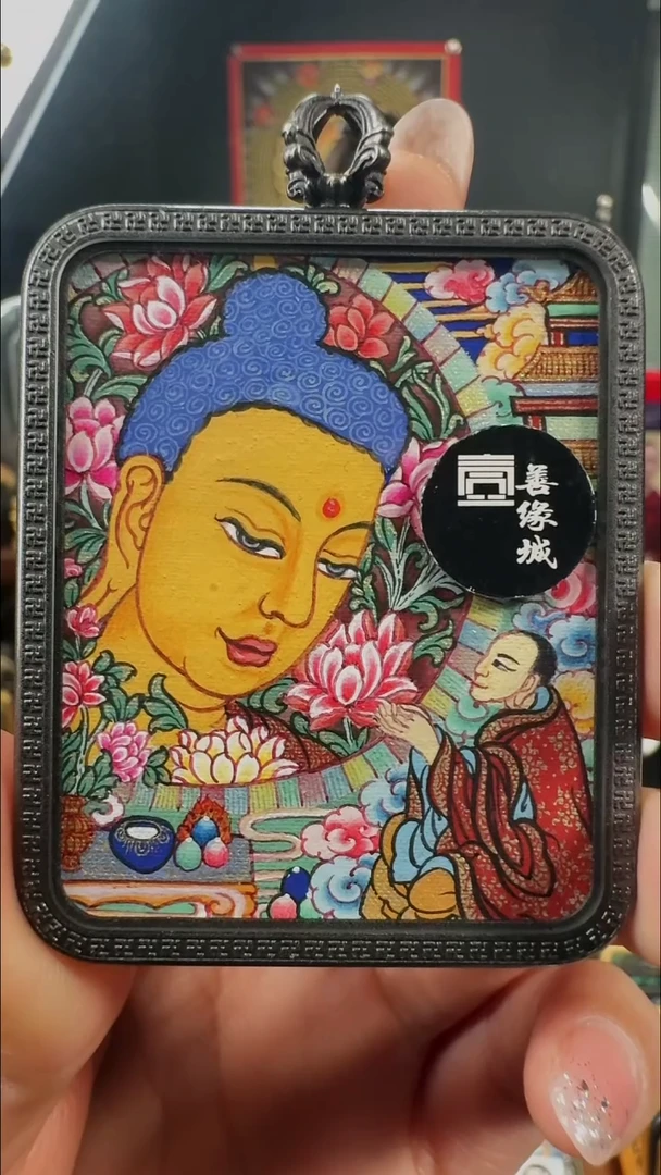 吊坠壹善缘城手绘唐卡大黑天