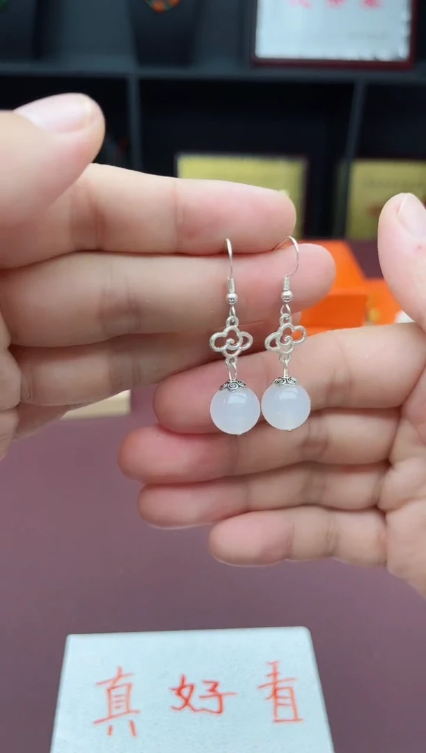 玛瑙/玉髓耳饰银S925镶嵌101000