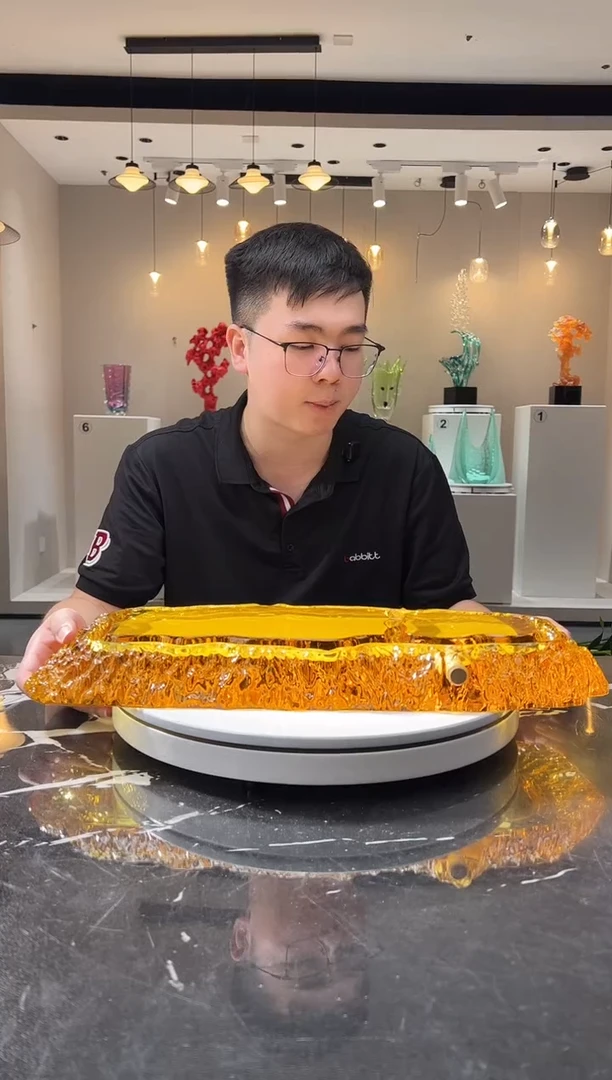 摆件巴比特美学 金色山河茶盘