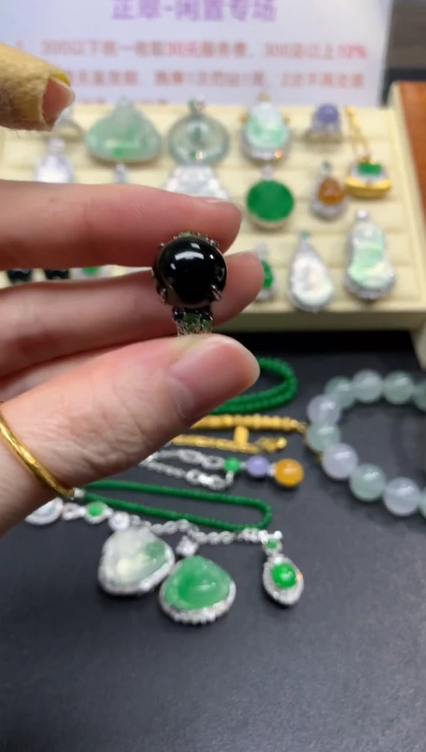 18K金镶嵌戒指翡翠戒指|3980+398