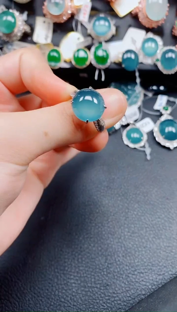 银S925镶嵌戒指翡翠翡翠