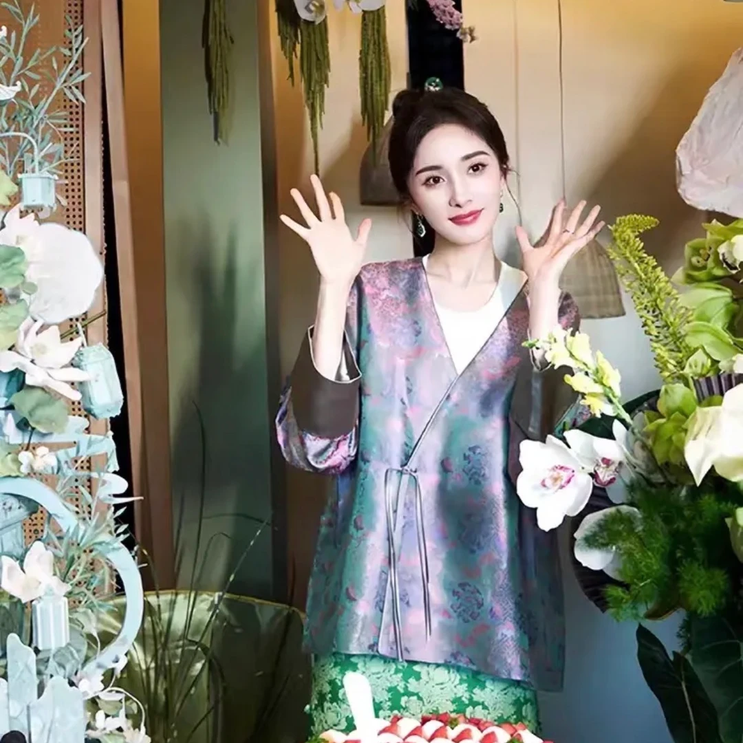 【幂幂同款】T7495新中式春款外套气质洋气百搭提花外套