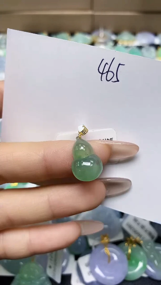 翡翠18K金镶嵌颈饰天然翡翠A货