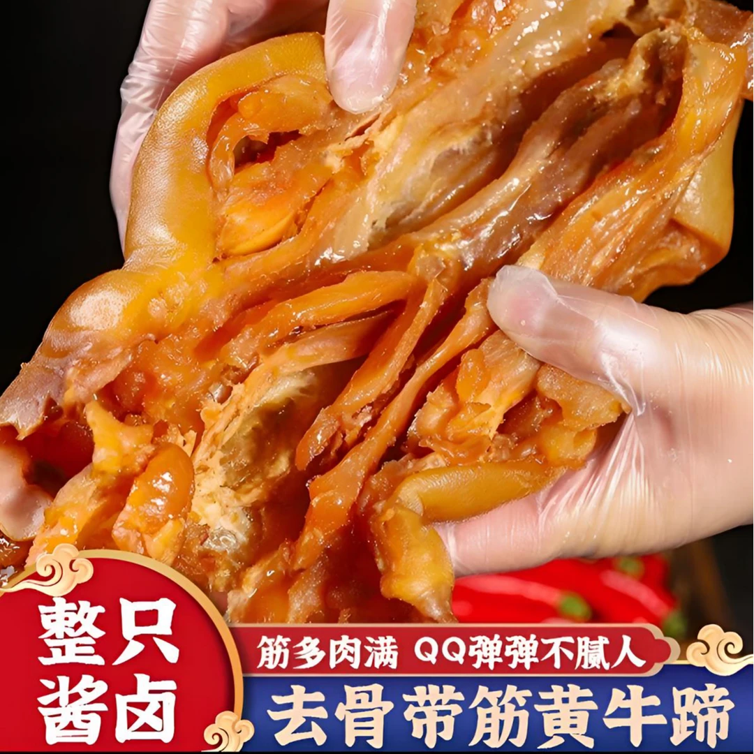【送辣椒酱】开袋即食 酱香脱骨卤牛蹄 牛蹄筋 3斤/包 连云港发货