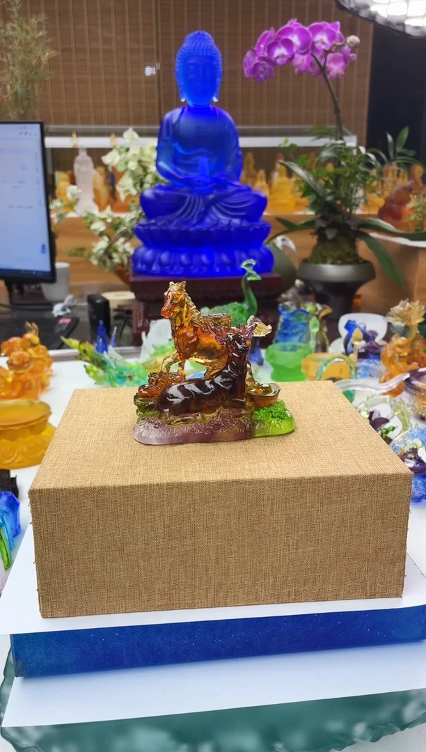 手工艺品琉璃彩色生肖马摆件