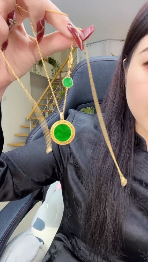 【闪购商品】翡翠吊坠(赠链)银S925镀金镶嵌天然缅甸翡翠A货吊坠