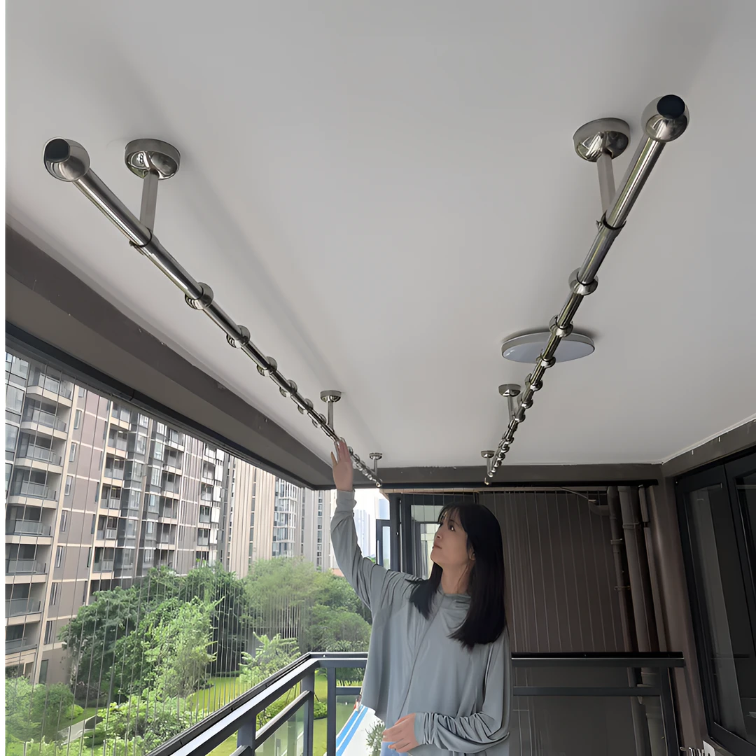 阳台固定晾衣杆 焊球固定晾衣架 防风晾衣杆 承重力晾衣架