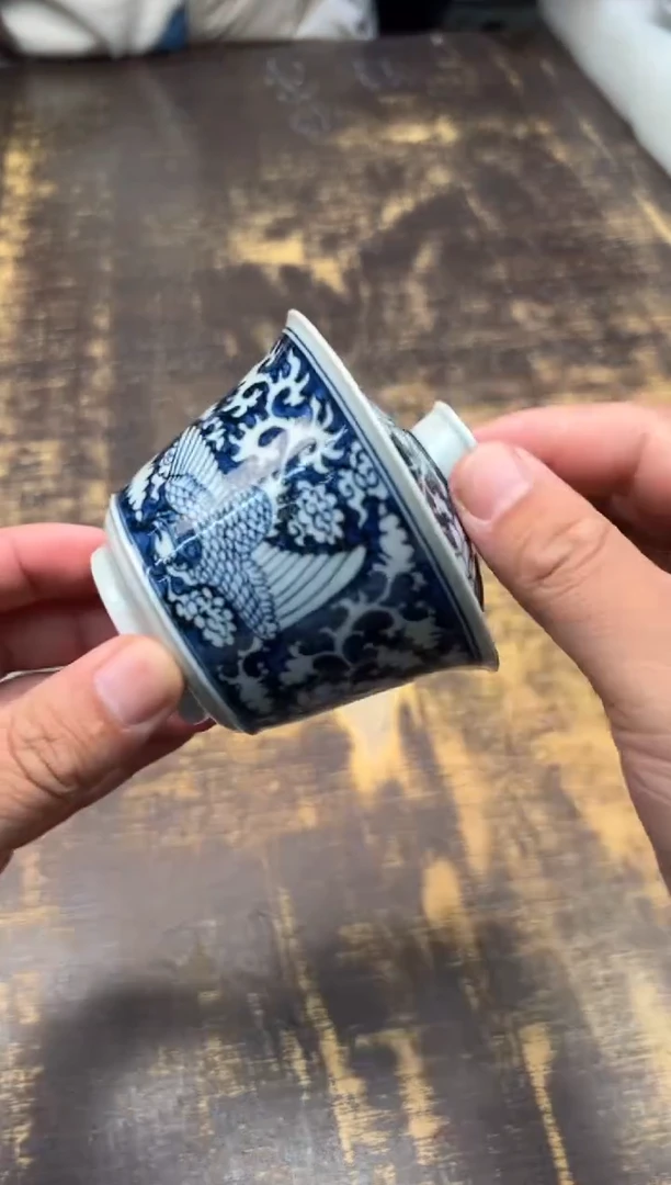 【闪购商品】/戏墨柴窑麒麟追凤二才盖碗