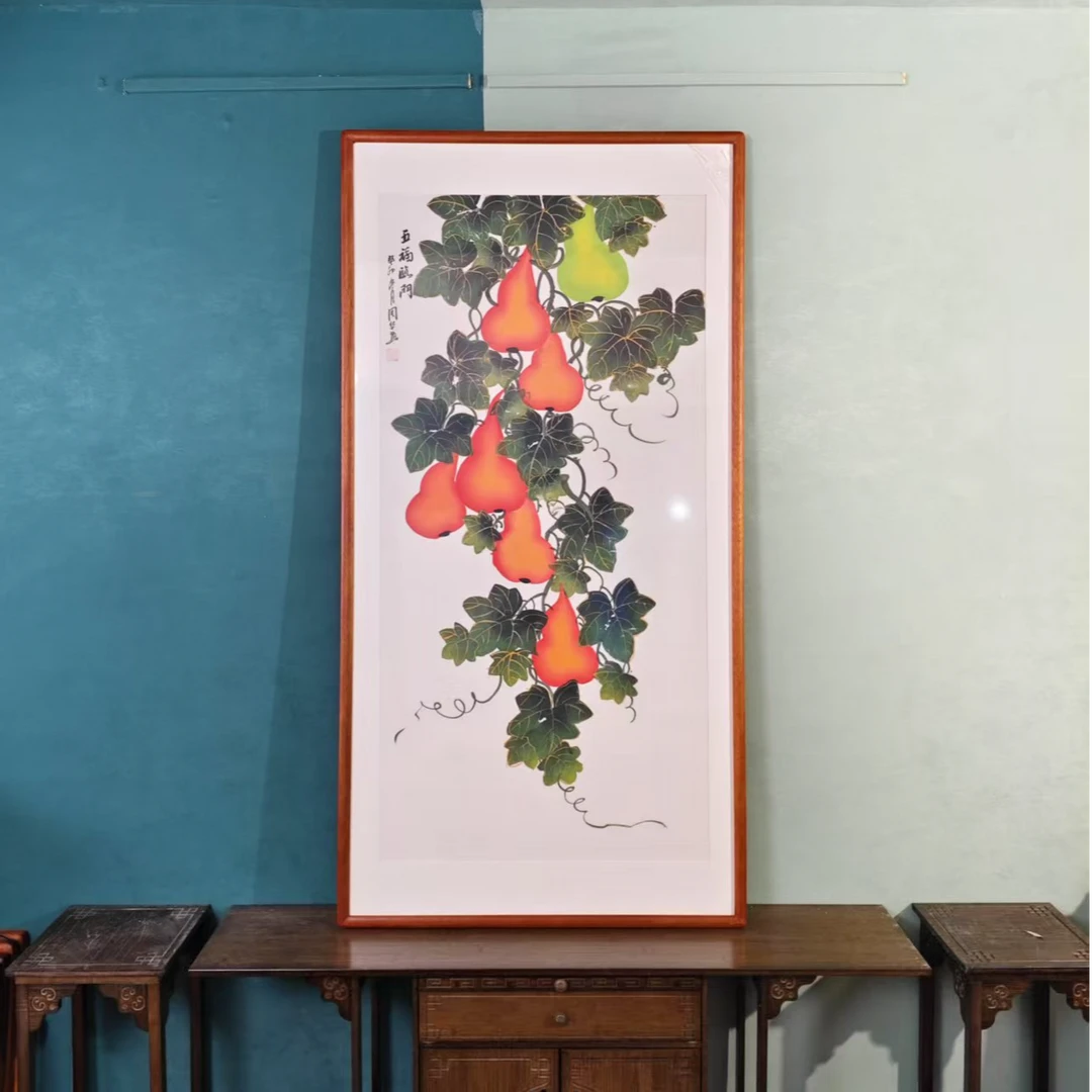 尺寸164*84cm-葫芦客厅挂画-实木榫卯外框