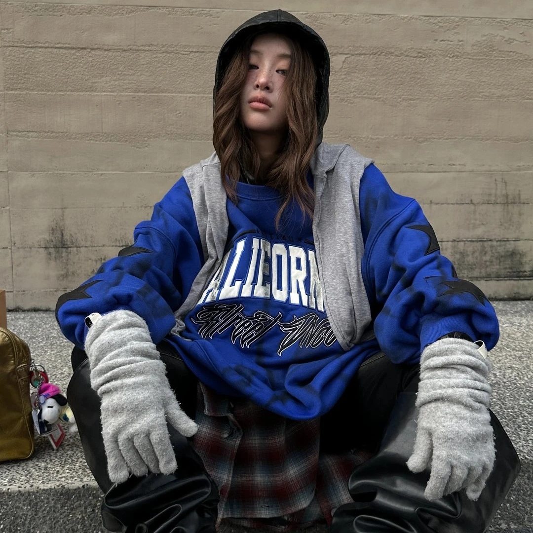 奇奇家 热点正版 加厚加绒 暗红色字母刺绣重工卫衣 大版