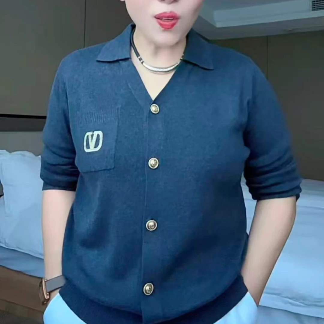 长袖毛针织衫法式女针织拼接上衣翻领开衫秋季百搭