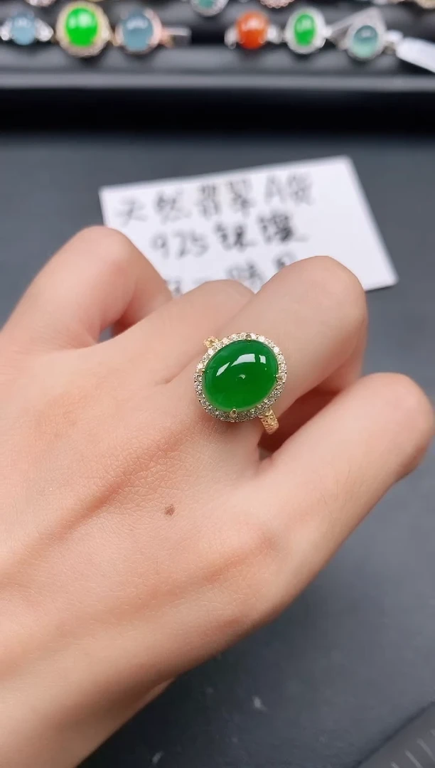 银S925镶嵌戒指翡翠111