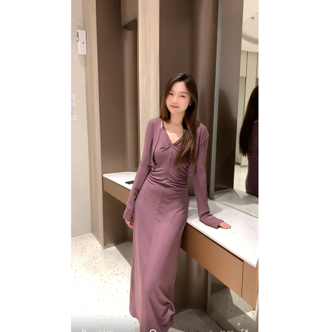【壹点点甜】法式温柔风气质开衫外套设计感修身显身材吊带裙两件套