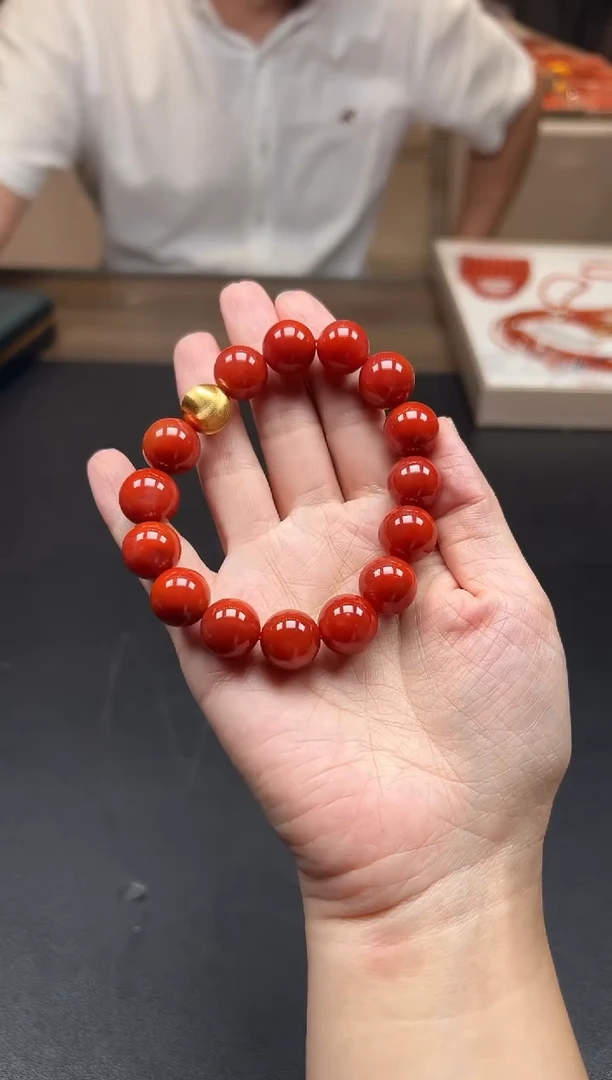 手串银S925镶嵌南红玛瑙SH015南红s925手串13mm+多样性发一
