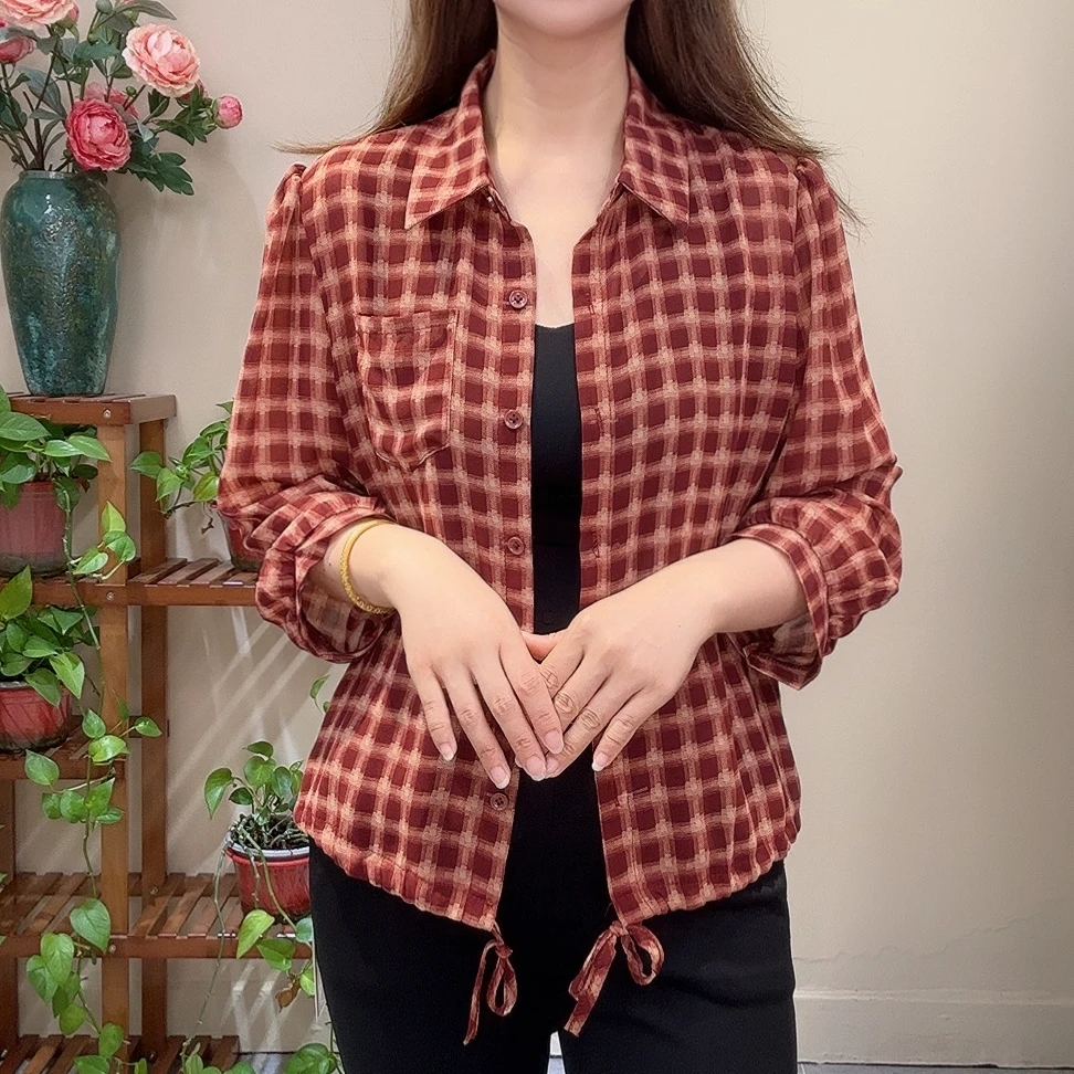 短款衬衫七分袖翻领百搭短外套气质衬衫袖夏季防晒