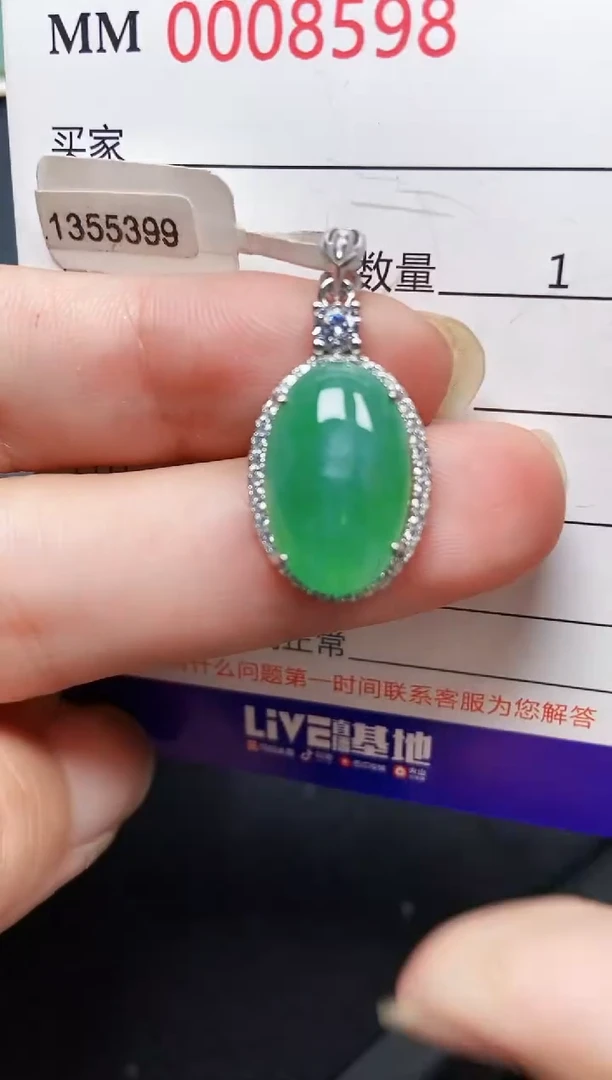 翡翠银S925镶嵌颈饰8598