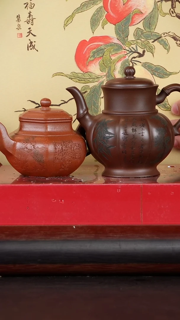 【闪购商品】紫砂茶壶玲珑三友和六方宫灯带茶叶茶盘