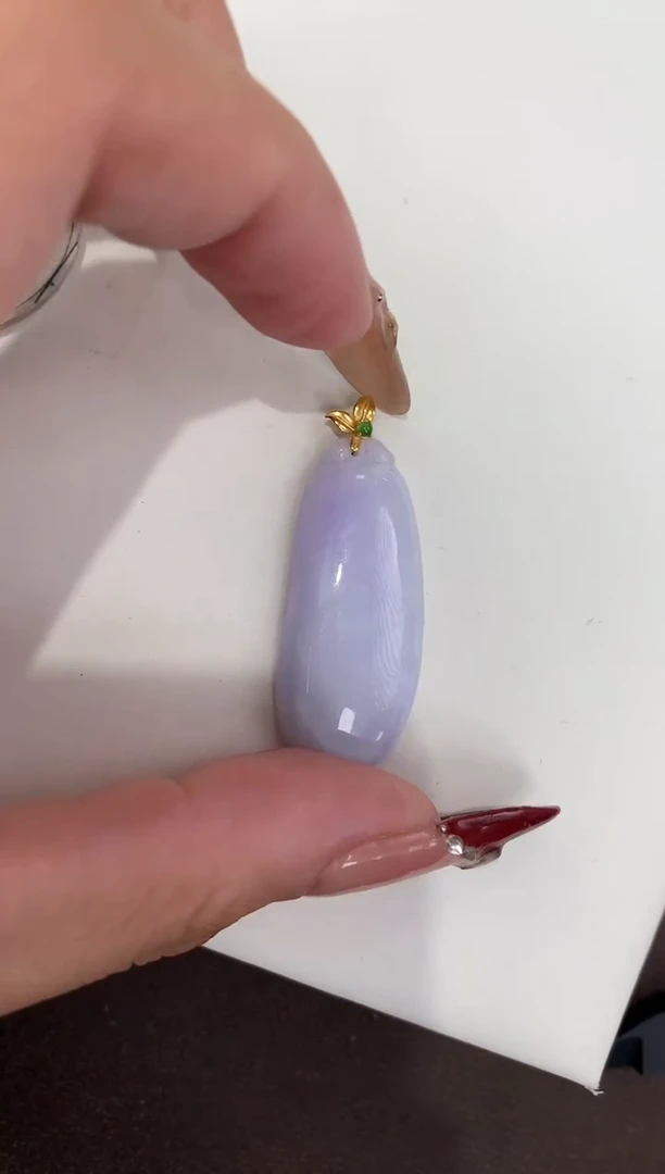 颈饰18K金镶嵌翡翠天然缅甸a货翡翠