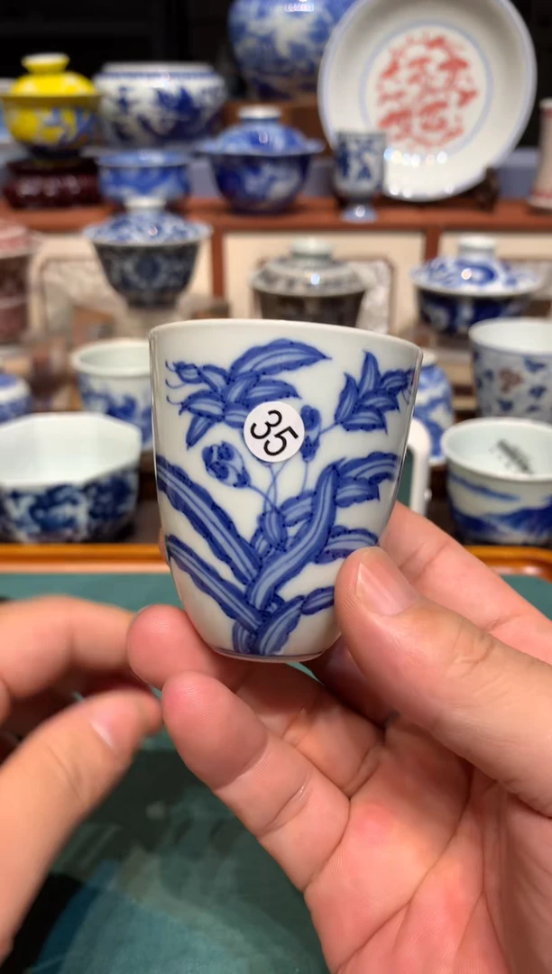 童*35青花花卉闻香杯qh103