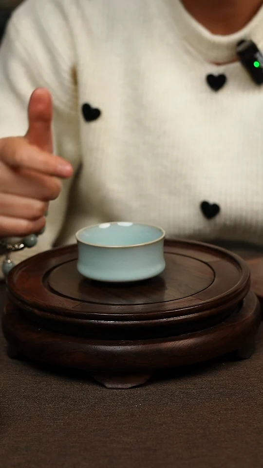 瓷片天青色全手乾坤杯60ml微瑕不带礼盒