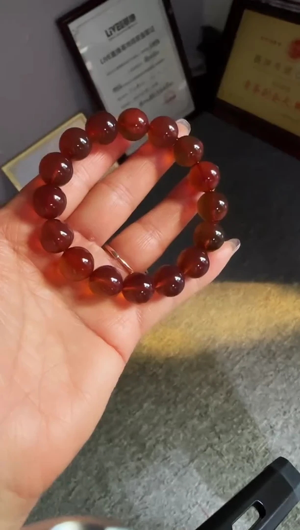 手串琥珀未镶嵌#22缅甸琥珀紫罗兰手串13mm