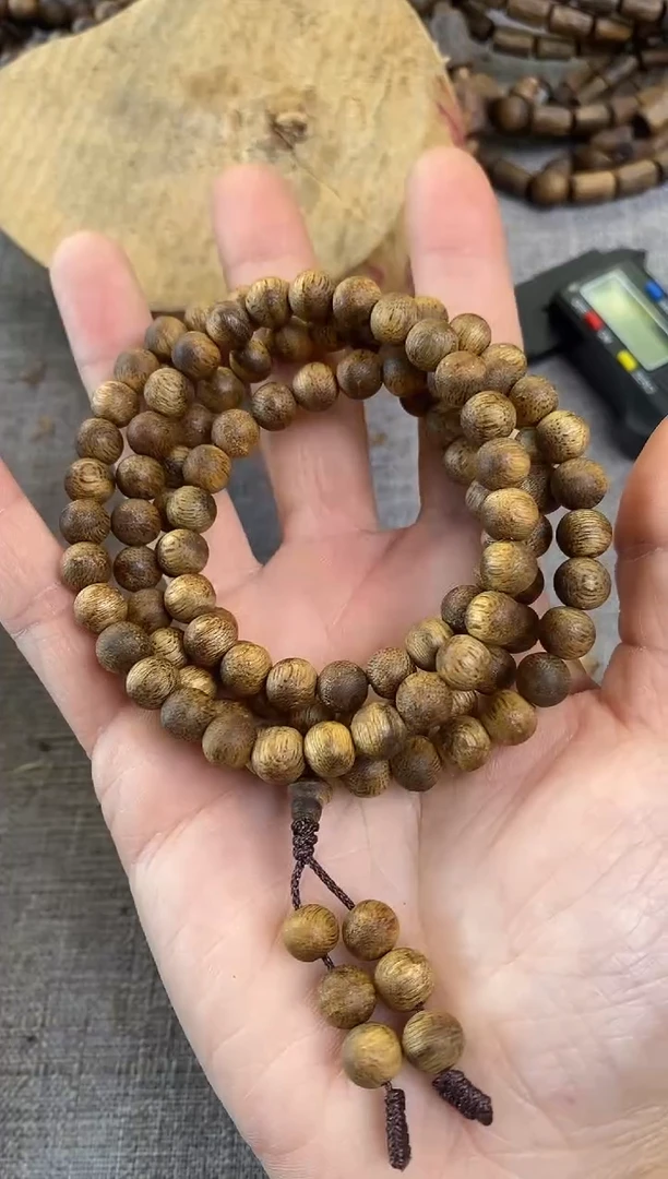 沉香手串07原色乌身圆珠棋楠沉香手串#15，多样性发一