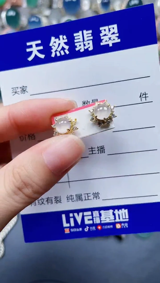 银S925镶嵌翡翠耳饰609