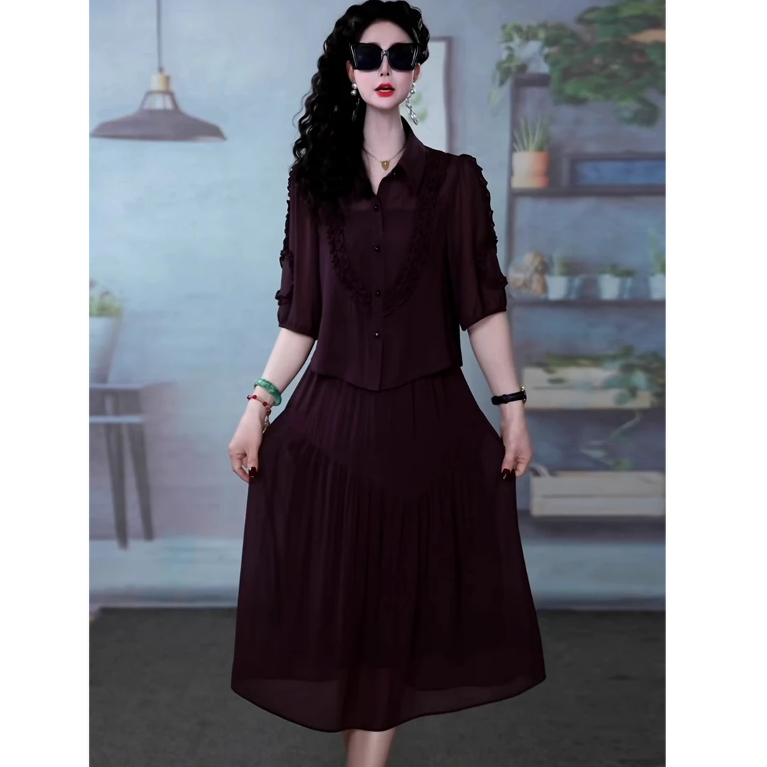 优雅时尚连衣裙2025夏季洋气减龄修身连衣裙D4044