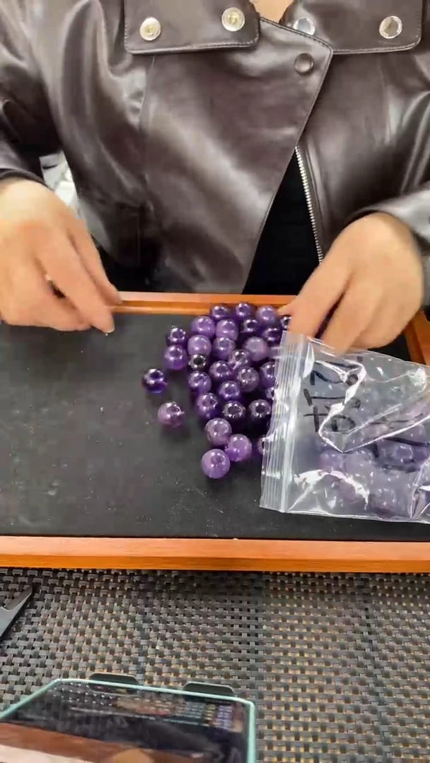 未镶嵌珠宝半成品水晶紫水晶球【3】个装D273多样性发货【打孔】