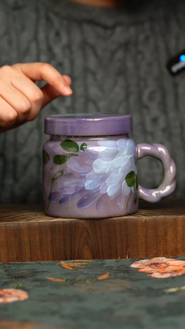 杯釉下彩手工手绘同款陶器