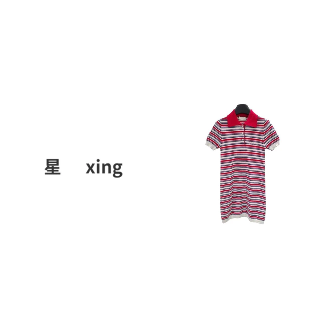 224 M春夏短袖小翻领中长款针织裙连衣裙52015