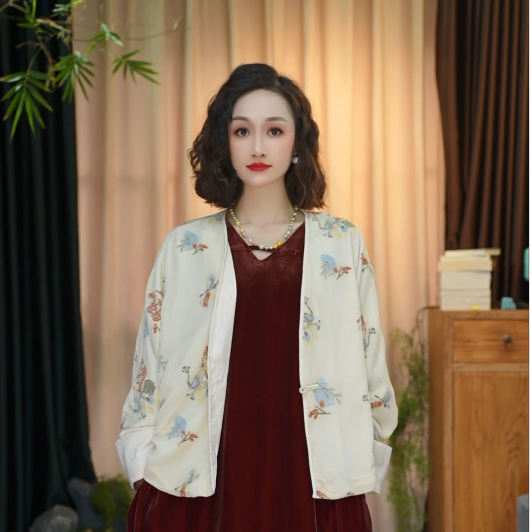 【 辰辰高定】秋季新款新中式复古气质长袖桑蚕丝丝绒外套ZQ23-Z761