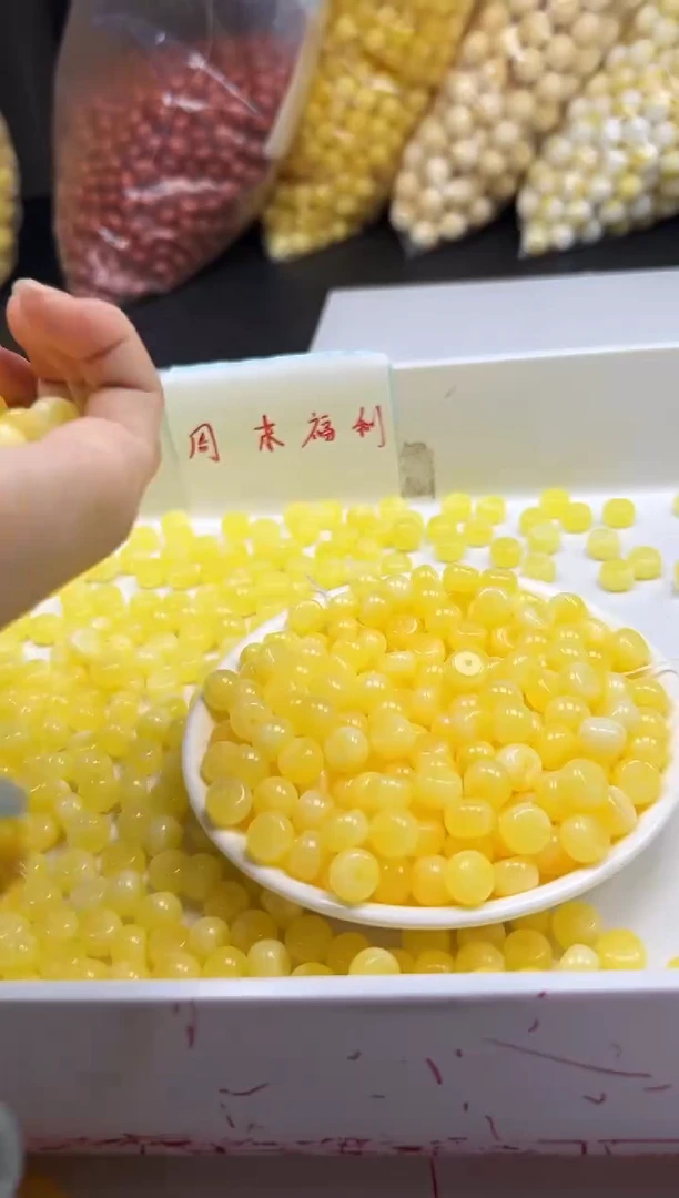 蜜蜡颈饰未镶嵌w2126白花蜡算盘9*6mm*20颗