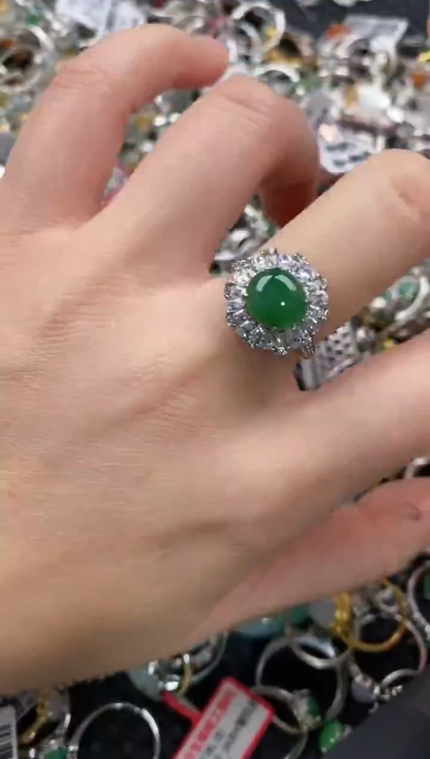 银S925镶嵌戒指翡翠4444              1