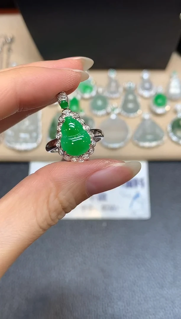 18K金镶嵌戒指翡翠【无服务费两用款