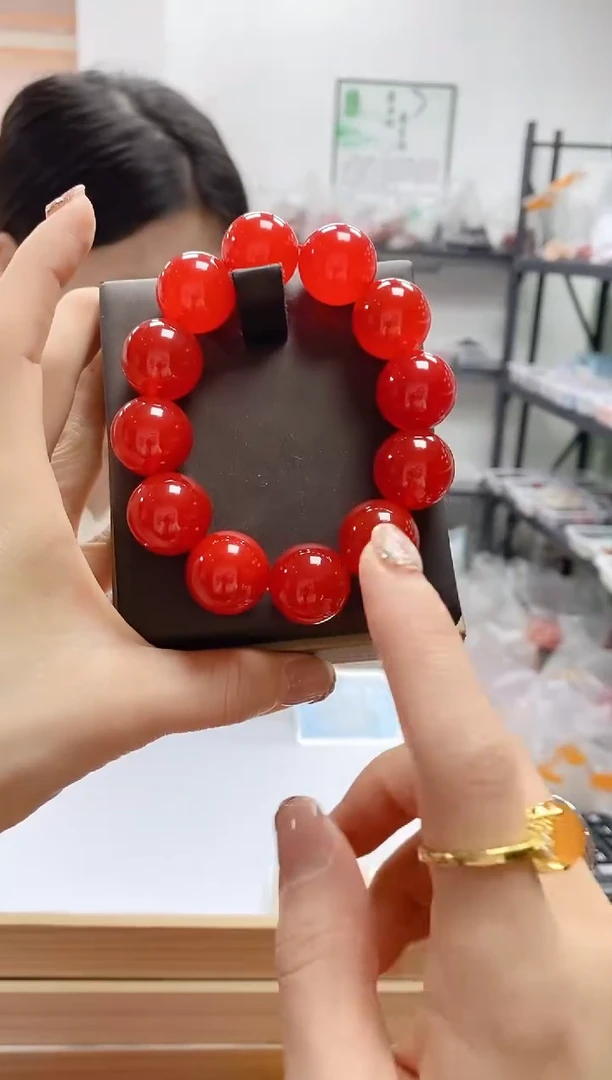 未镶嵌手串玛瑙/玉髓红玛瑙卡20mm12颗