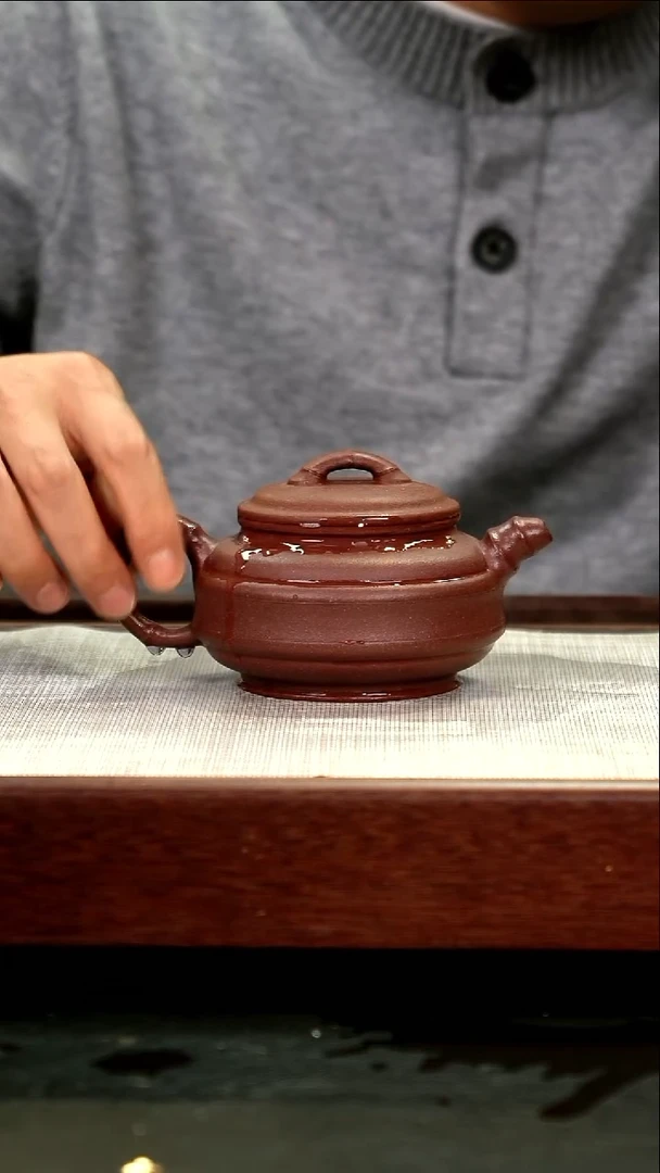 茶壶紫砂全砂底槽清双线竹鼓