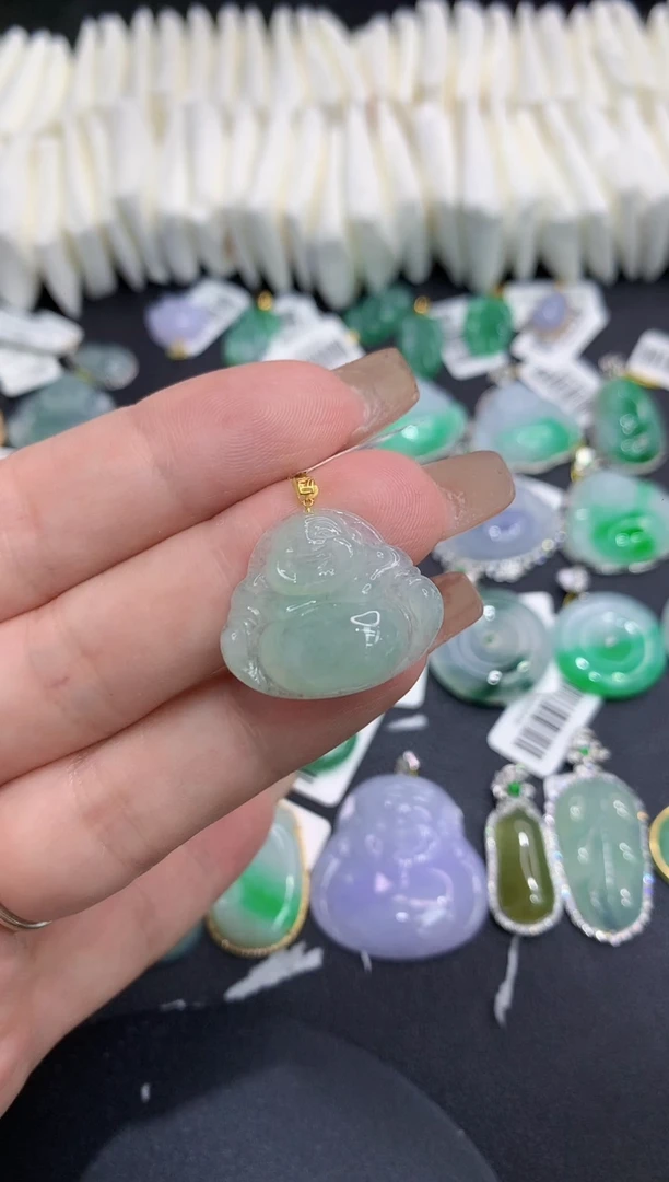 吊坠(不含链)18K金镶嵌翡翠111