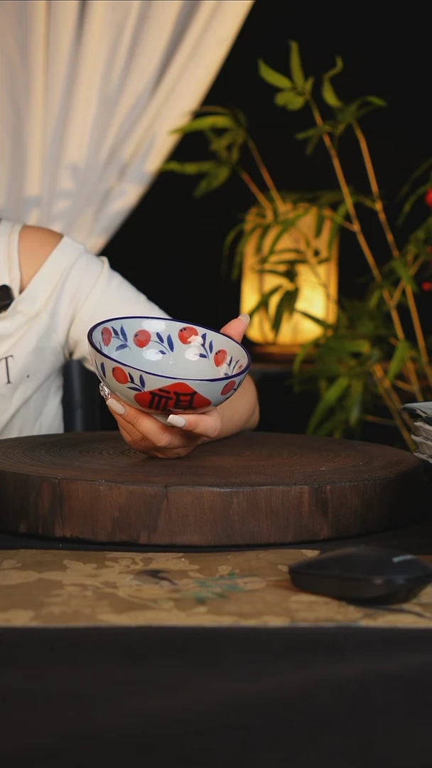 碗景德镇手工手绘高温釉下彩可进蒸箱烤箱洗碗机