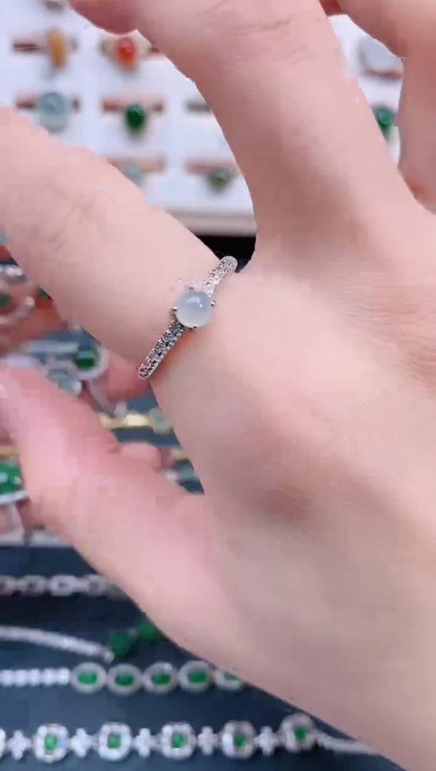 银S925镶嵌戒指翡翠天然翡翠