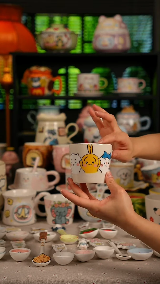 陶瓷无盖款景德镇高温釉下彩纯手绘创意瓷