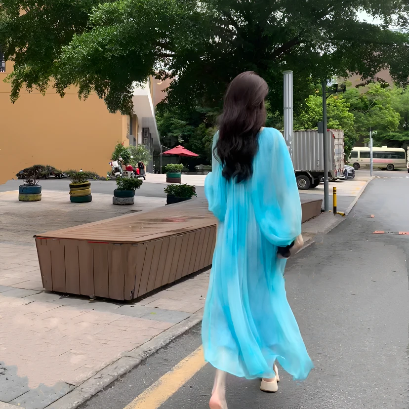 【Qian倩轻奢】冰凉一夏重磅100桑蚕丝连衣裙Y24C9109-7