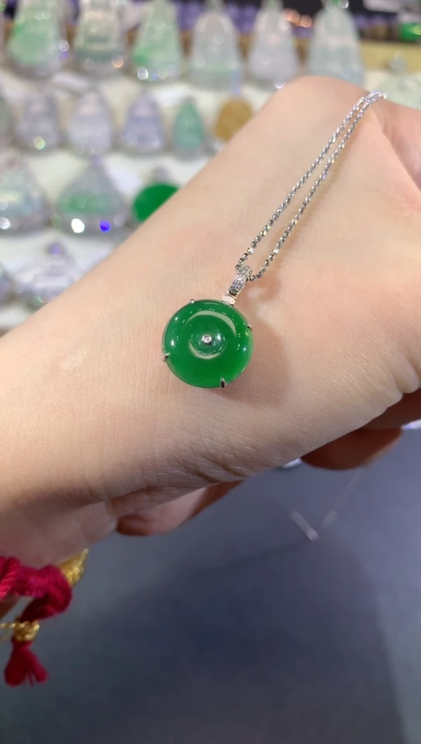 吊坠(不含链)18K金镶嵌翡翠1-扣子（多样性发货一件（不含链扣